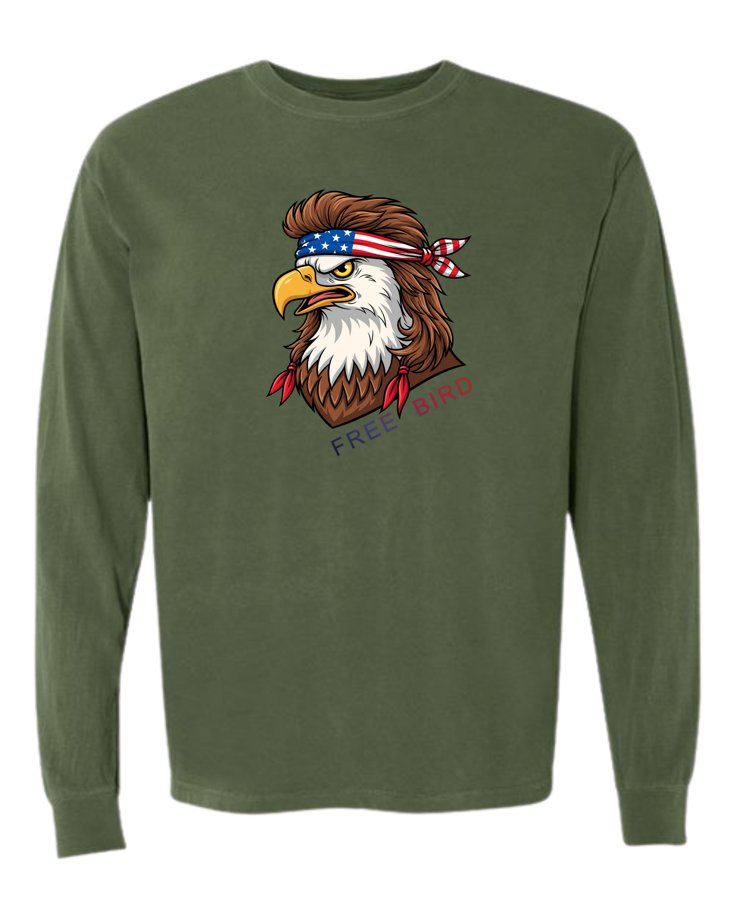 Rockin Free Bird - Comfort Colors - Heavyweight Long Sleeve Tee - Blues & Greens