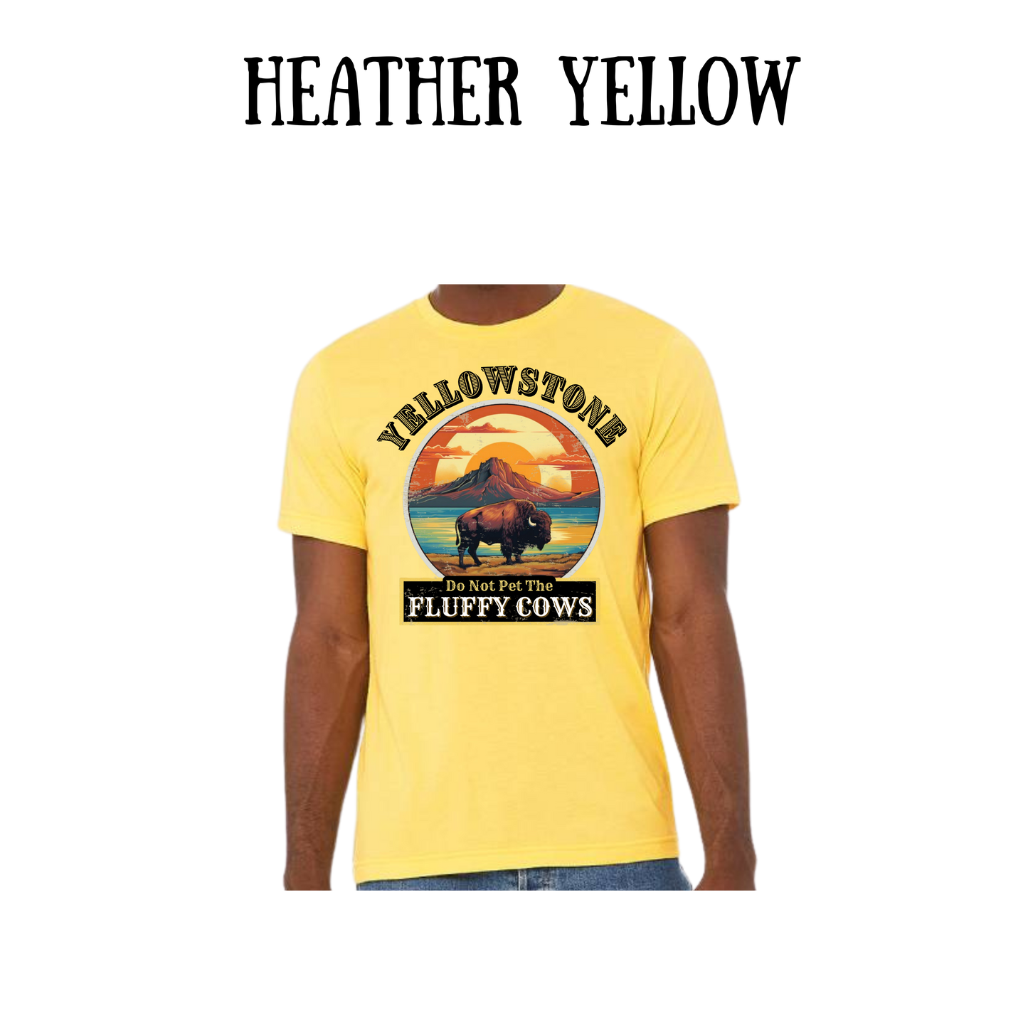 CP - Yellowstone: Fluffy Cows - Unisex Tee - Yellows, Oranges, Reds