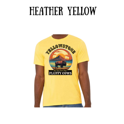 CP - Yellowstone: Fluffy Cows - Unisex Tee - Yellows, Oranges, Reds