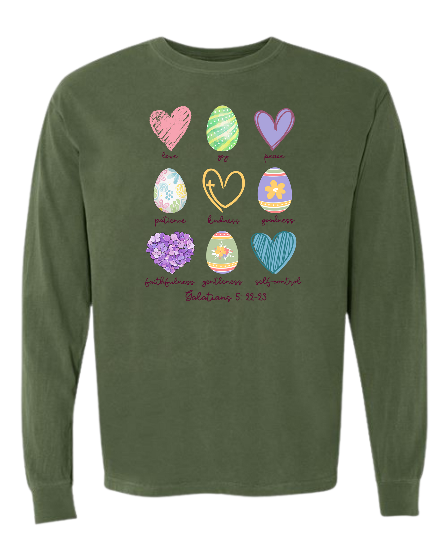 Galatians 5 - Easter - Comfort Colors - Heavyweight Long Sleeve Tee - Blues & Greens