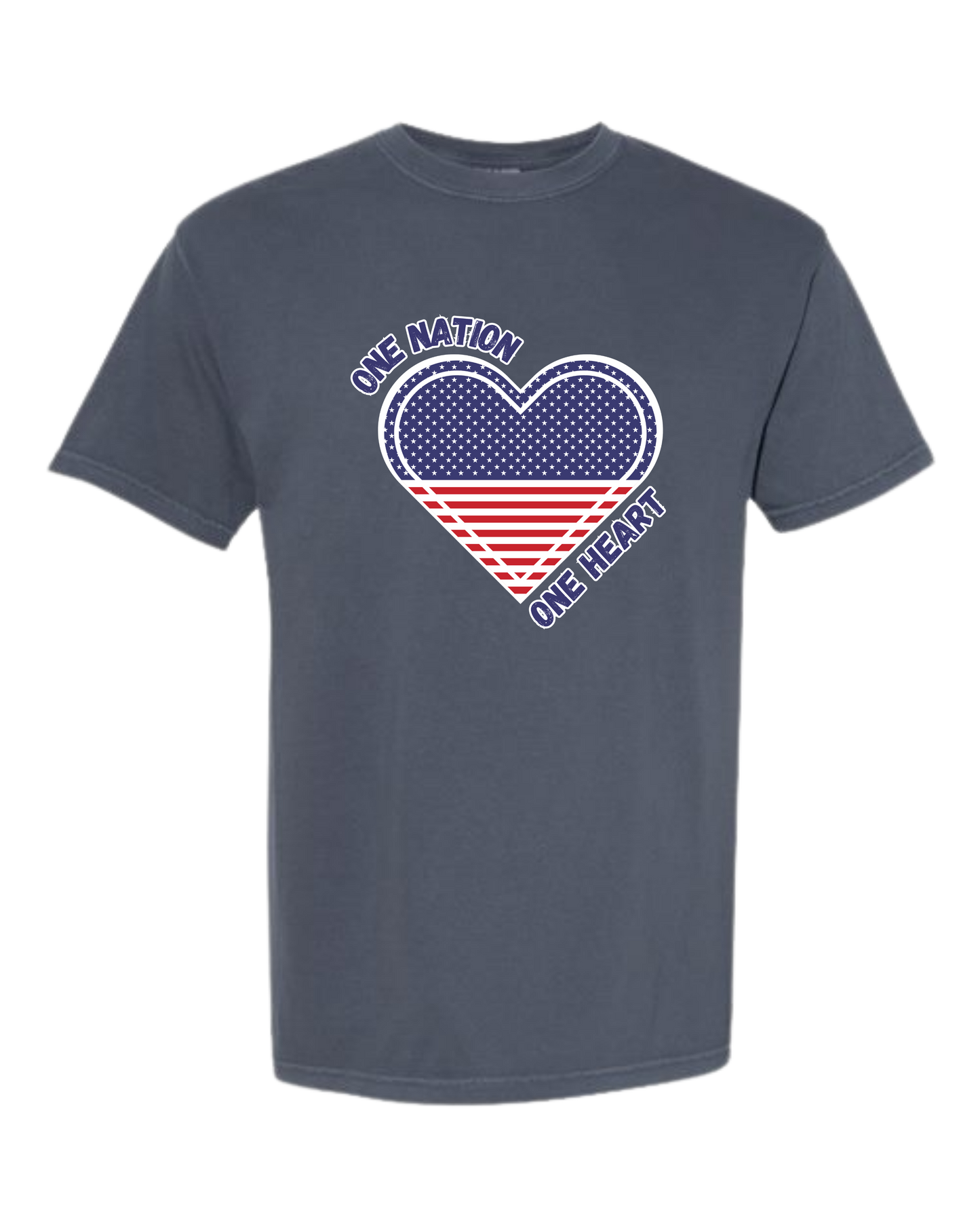 One Nation One Heart - Comfort Colors - Heavyweight Unisex Tee - Blues
