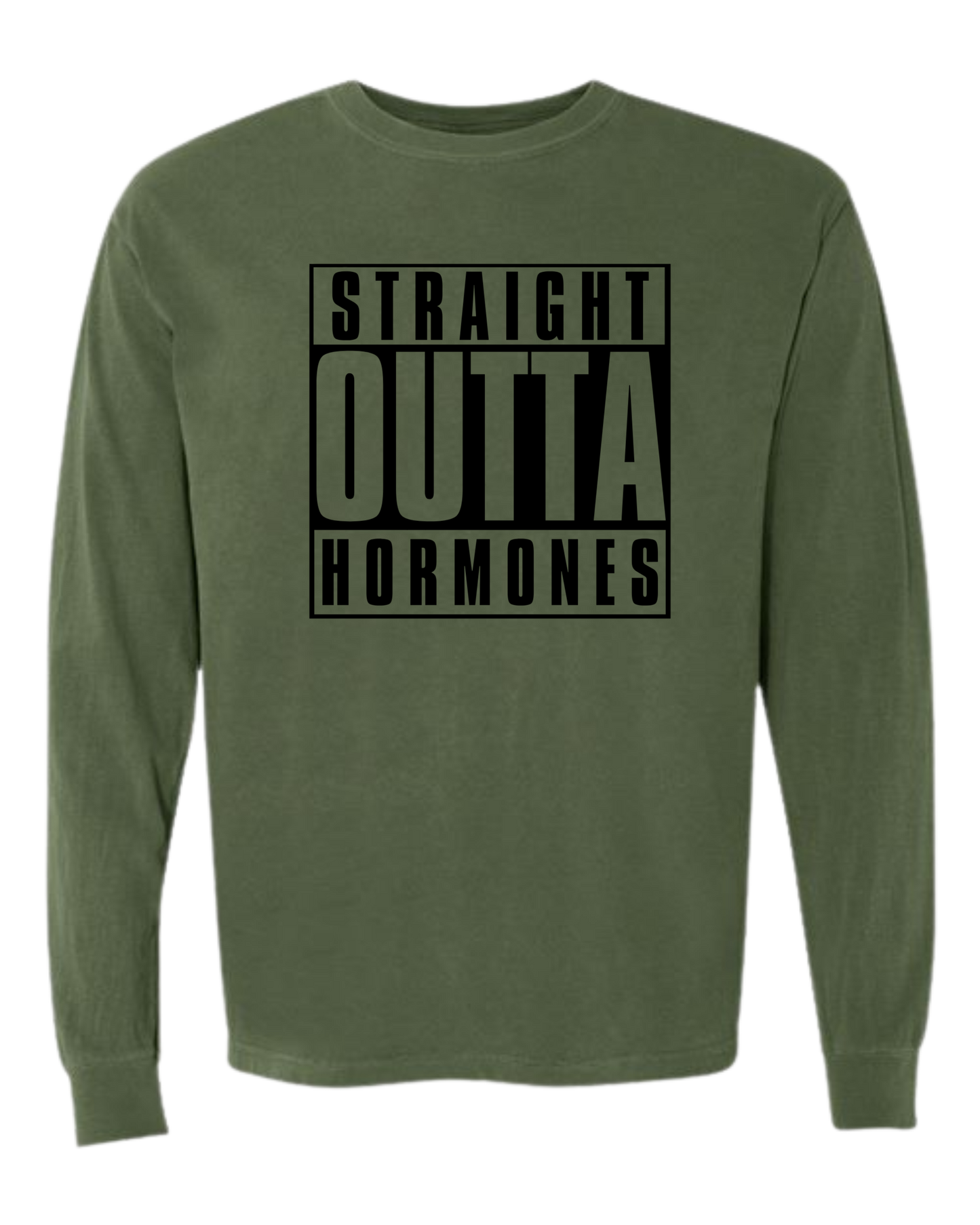 Straight Outta Hormones - Comfort Colors - Heavyweight Long Sleeve Tee - Blues & Greens