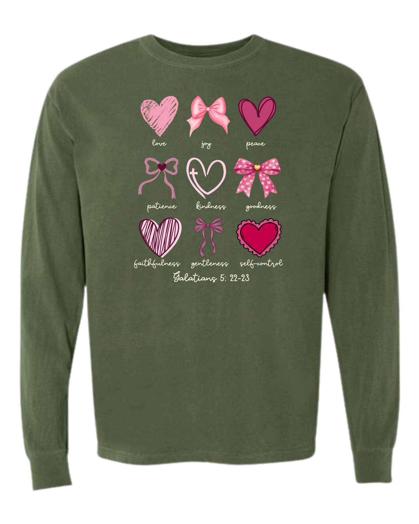 Galatians 5 - Valentines - Comfort Colors - Heavyweight Long Sleeve Tee - Blues & Greens