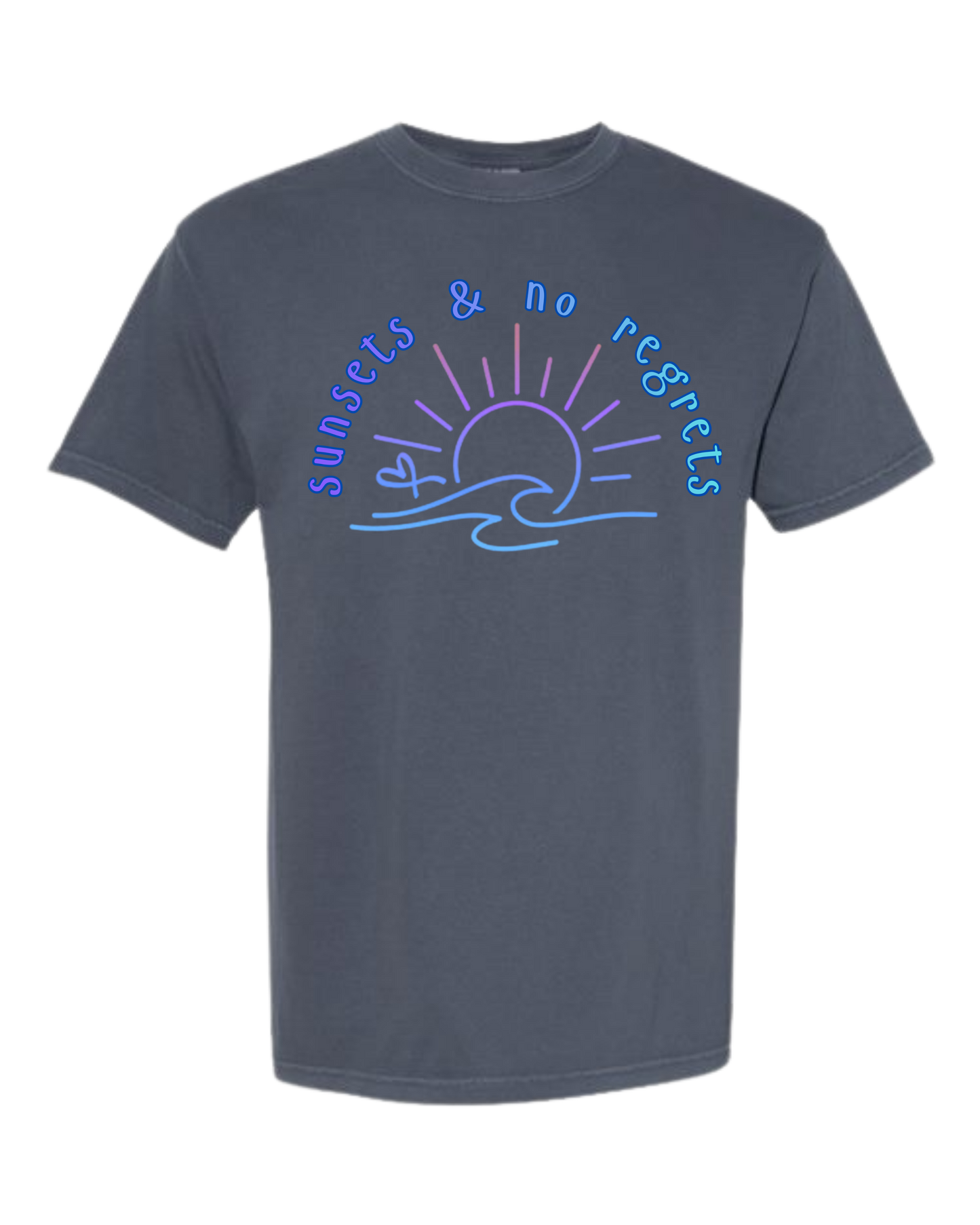 Sunsets & No Regrets - Comfort Colors - Heavyweight Unisex Tee - Blues
