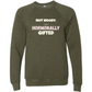 Not Moody. (just) Hormonally Gifted - Sponge Fleece Raglan Sweatshirt - Blues, Greens, Purple, and Black
