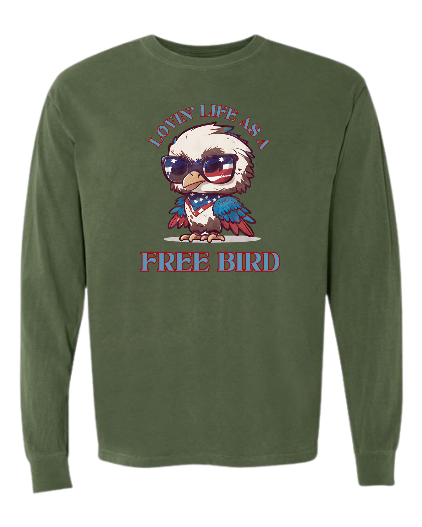 Lovin' Life as a Free Bird - Comfort Colors - Heavyweight Long Sleeve Tee - Blues & Greens