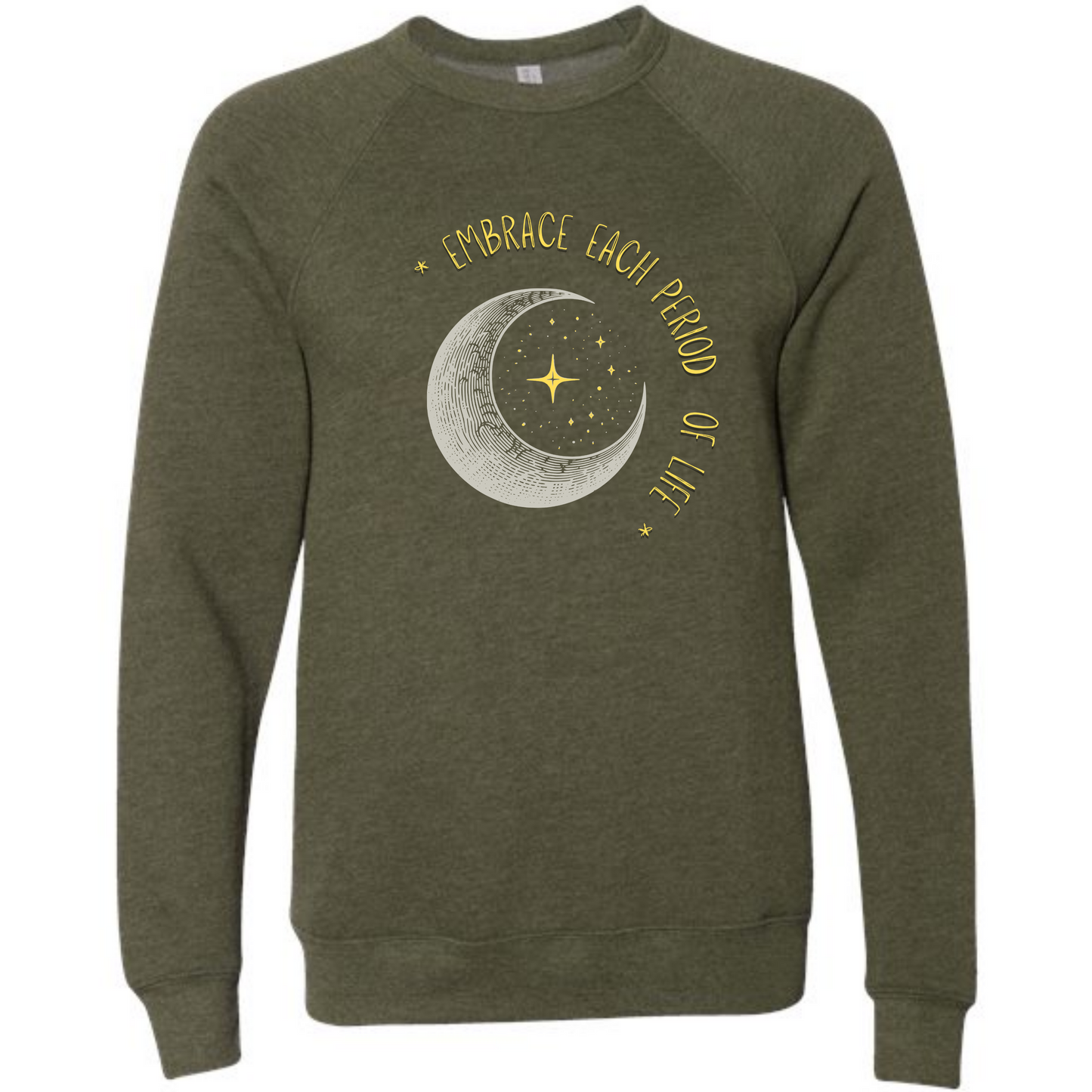 Embrace Each Period of Life - Sponge Fleece Raglan Sweatshirt - Blues, Greens, Purple, and Black