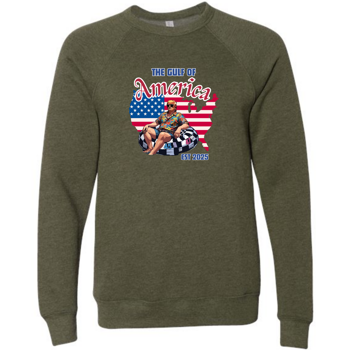 The Gulf of America - Sponge Fleece Raglan Sweatshirt - Blues, Greens, Purple, and Black