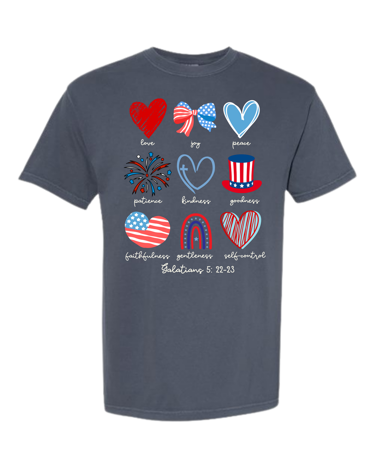 Galatians 5 - Patriotic - Comfort Colors - Heavyweight Unisex Tee - Blues
