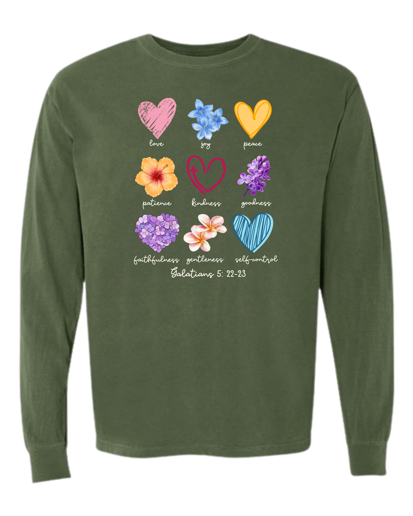 Galatians 5 - Spring - Comfort Colors - Heavyweight Long Sleeve Tee - Blues & Greens