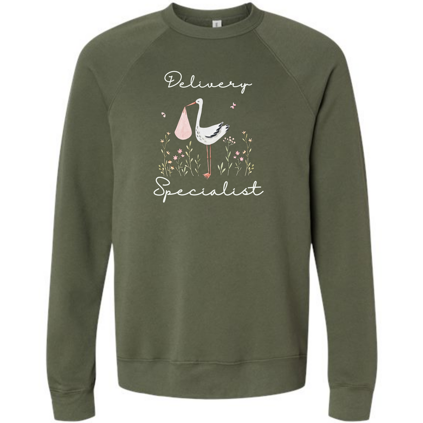 Delivery Specialist - Sponge Fleece Raglan Sweatshirt - Blues, Greens, Purple, and Black