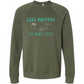 Life Happens The Beach Helps - Sponge Fleece Raglan Sweatshirt - Blues, Greens, Purple, and Black