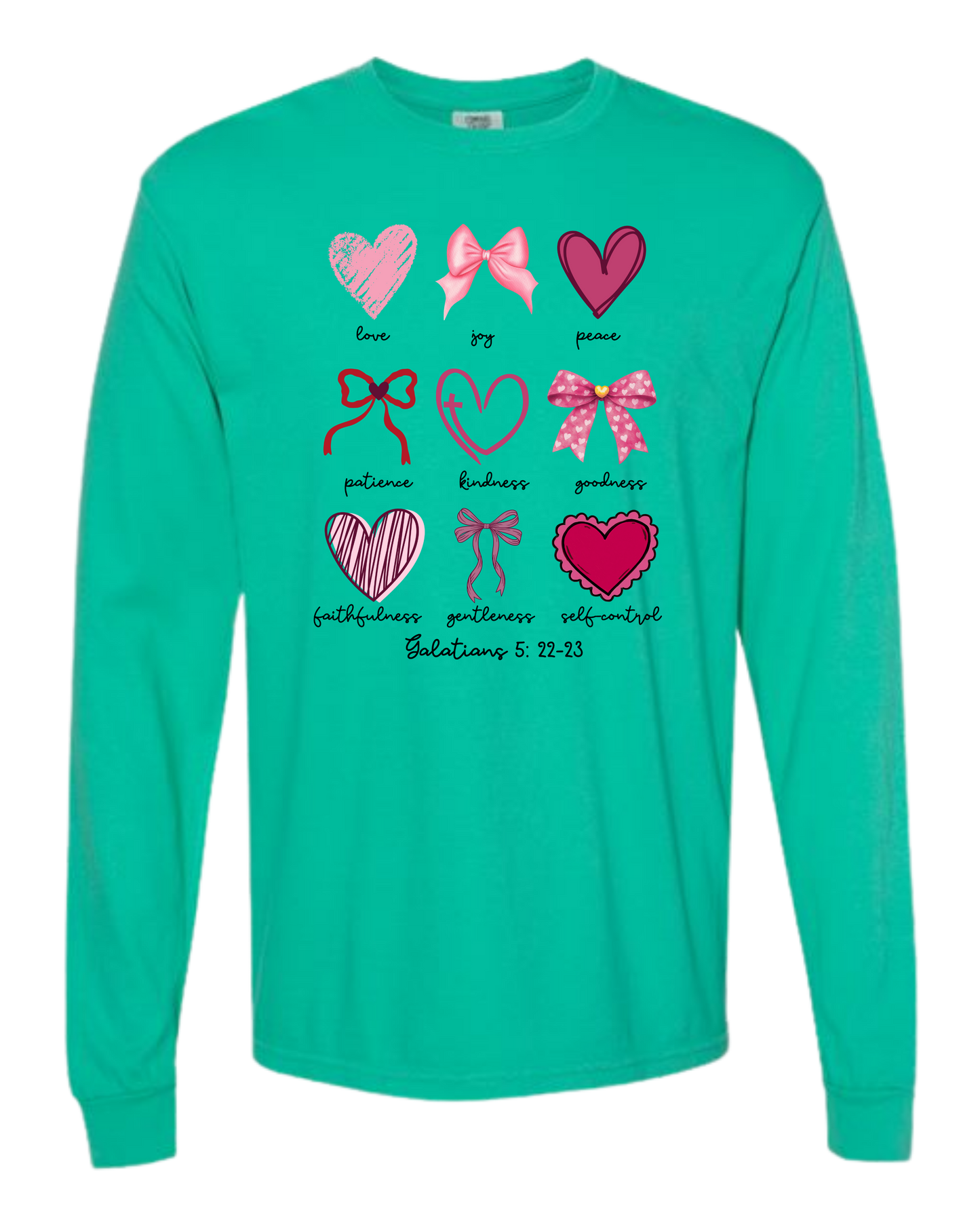 Galatians 5 - Valentines - Comfort Colors - Heavyweight Long Sleeve Tee - Blues & Greens