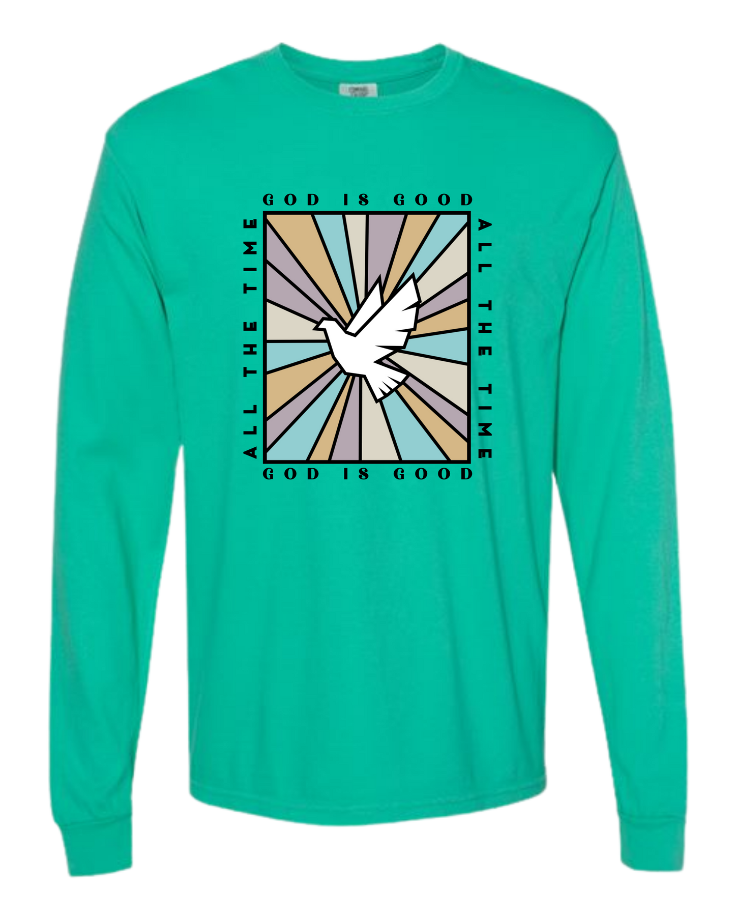 God Is Good - Comfort Colors - Heavyweight Long Sleeve Tee - Blues & Greens