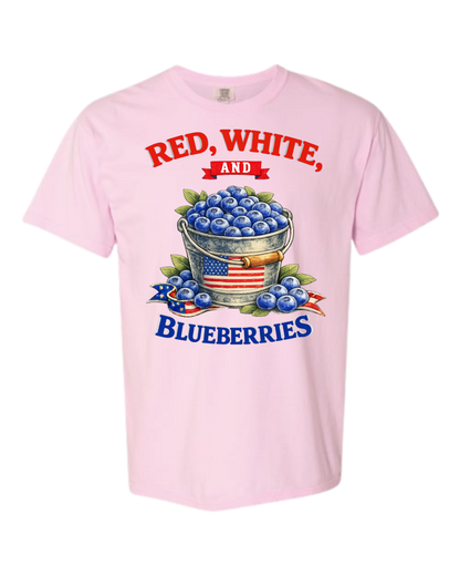 Red, White, And Blueberries - Comfort Colors - Heavyweight Unisex Tee - Pinks & Purples