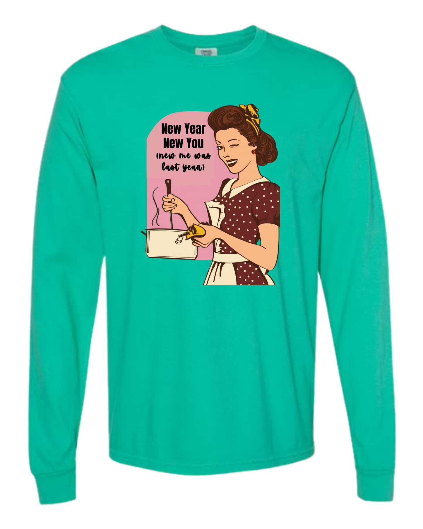 New Year New You - Comfort Colors - Heavyweight Long Sleeve Tee - Blues & Greens