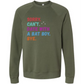 Sorry. Can't. Date With A Bat Boy. Bye. - Sponge Fleece Raglan Sweatshirt - Blues, Greens, Purple, and Black