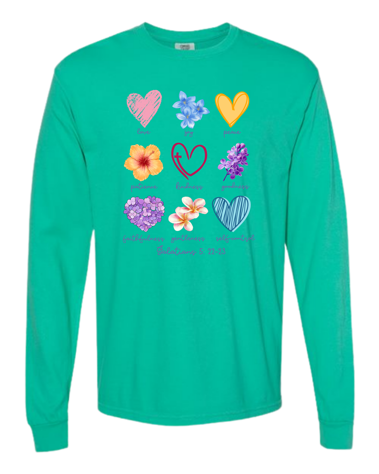 Galatians 5 - Spring - Comfort Colors - Heavyweight Long Sleeve Tee - Blues & Greens