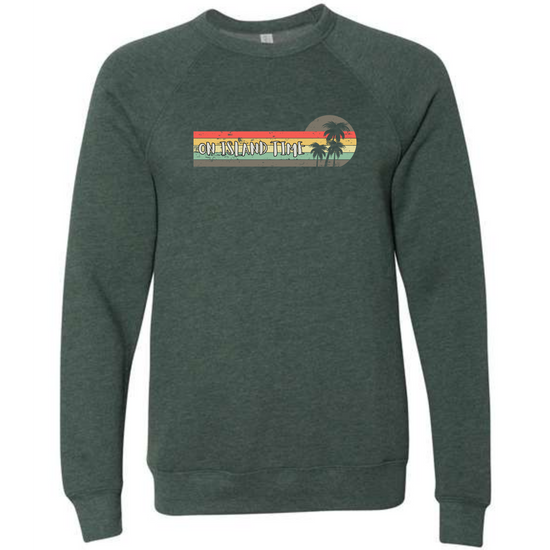 On Island Time - Sponge Fleece Raglan Sweatshirt - Blues, Greens, Purple, and Black