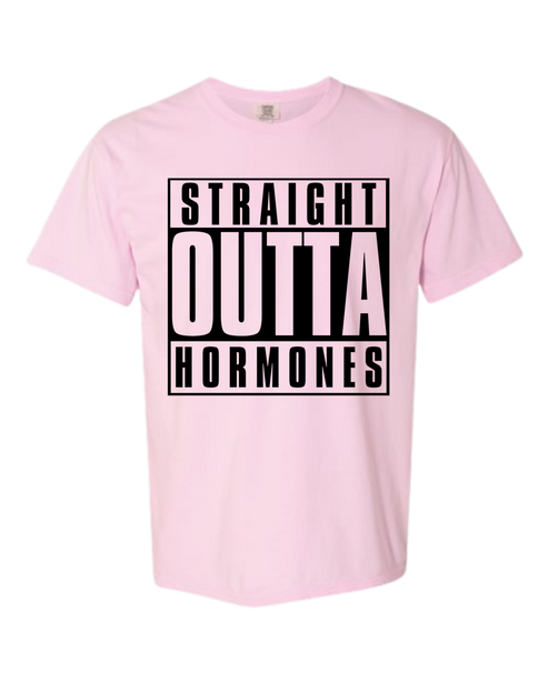 Straight Outta Hormones - Comfort Colors - Heavyweight Unisex Tee - Pinks, Purples