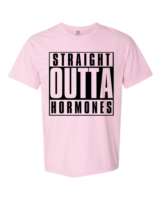 Straight Outta Hormones - Comfort Colors - Heavyweight Unisex Tee - Pinks, Purples