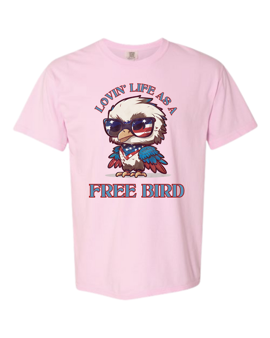 Lovin' Life as a Free Bird - Comfort Colors - Heavyweight Unisex Tee - Pinks & Purples
