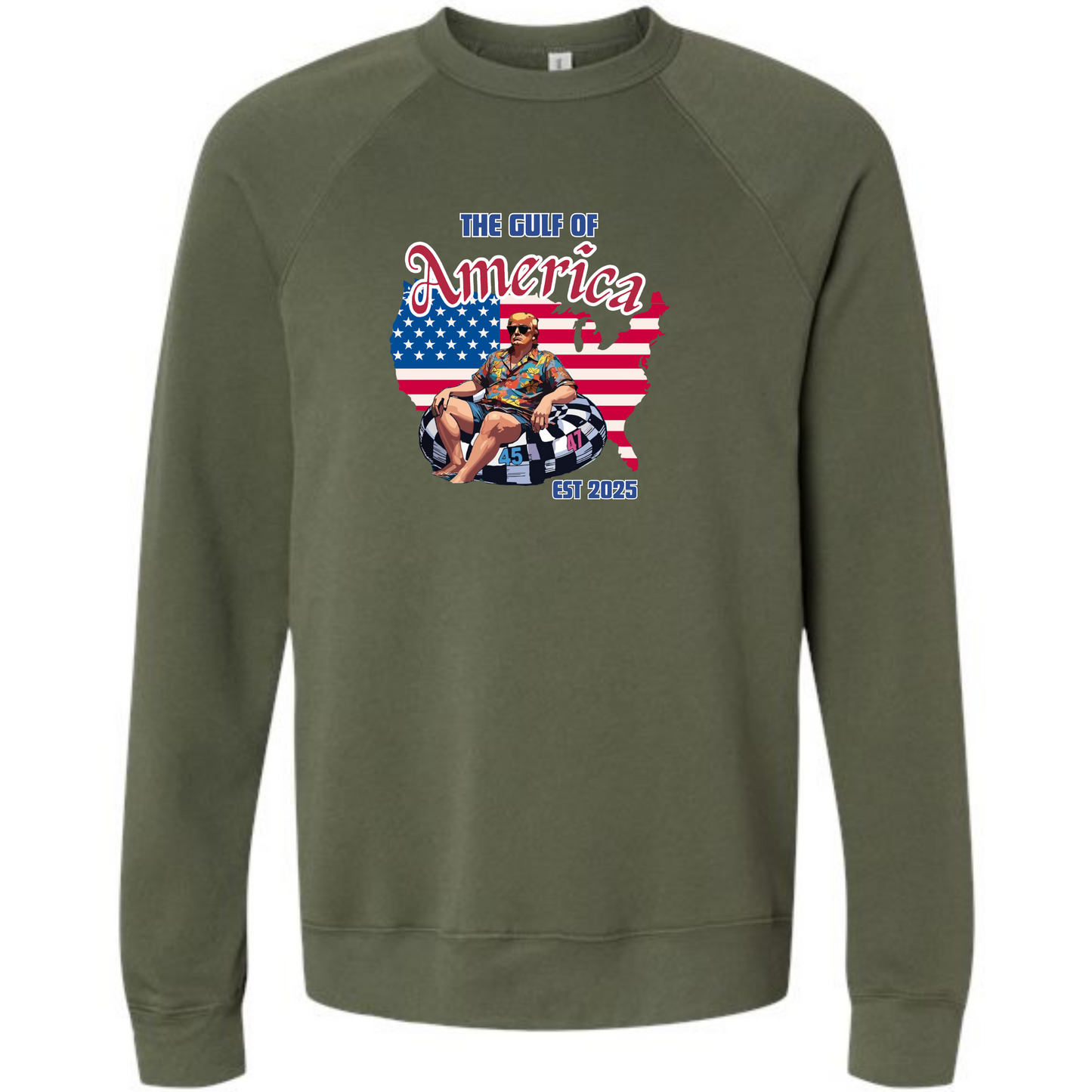 The Gulf of America - Sponge Fleece Raglan Sweatshirt - Blues, Greens, Purple, and Black