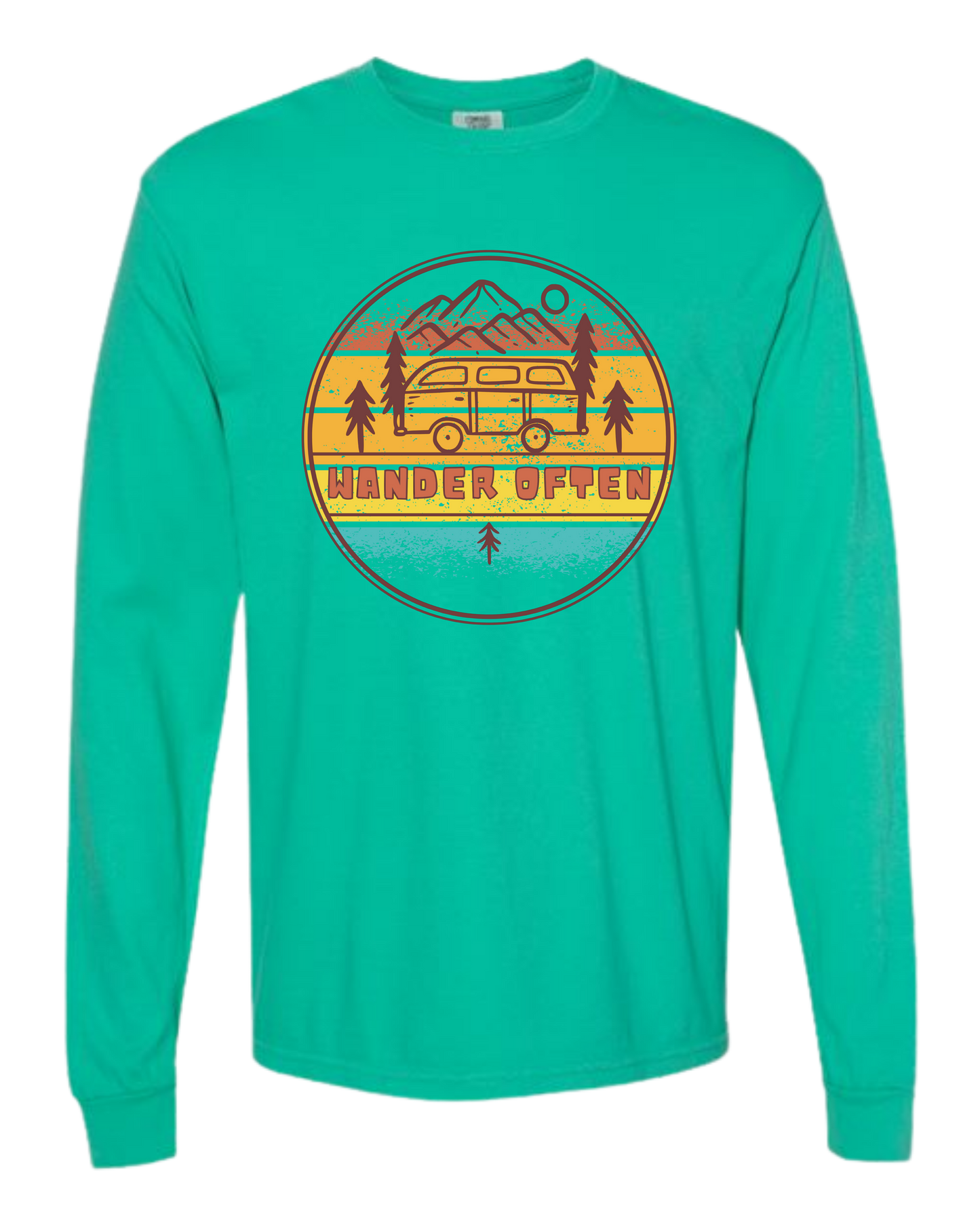 Wander Often - Comfort Colors - Heavyweight Long Sleeve Tee - Blues & Greens