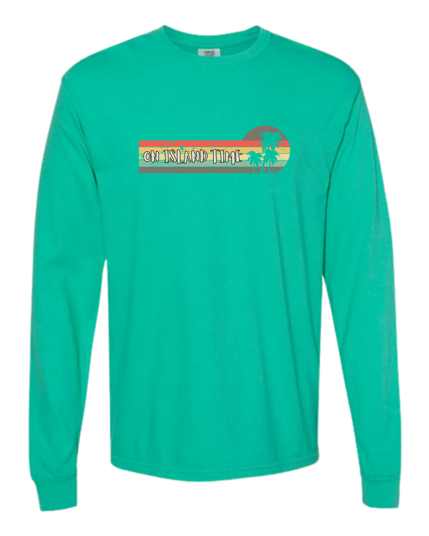 On Island Time - Comfort Colors - Heavyweight Long Sleeve Tee - Blues & Greens