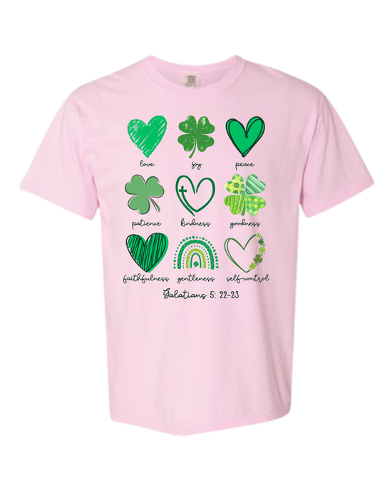 Galatians 5 - St Patrick's Day - Comfort Colors - Heavyweight Unisex Tee - Pinks & Purples