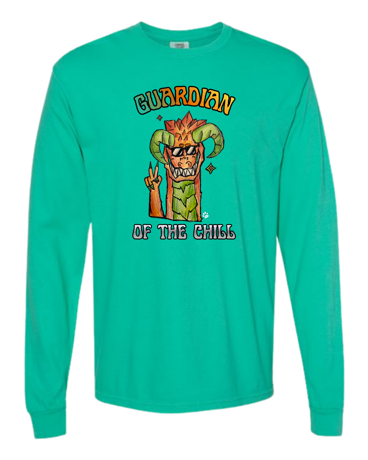 Guardian of The Chill - Comfort Colors - Heavyweight Long Sleeve Tee - Blues & Greens