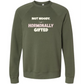 Not Moody. (just) Hormonally Gifted - Sponge Fleece Raglan Sweatshirt - Blues, Greens, Purple, and Black