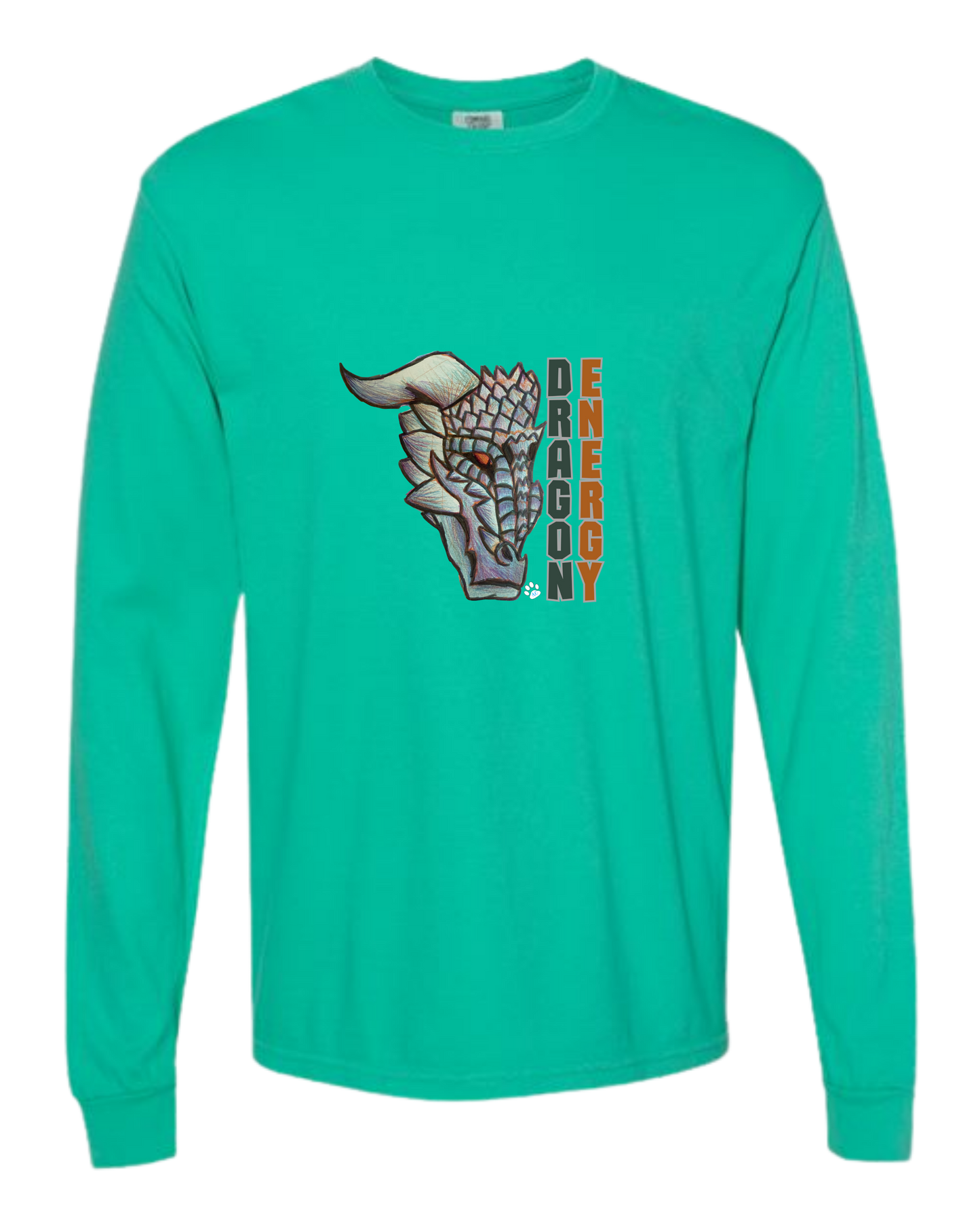 Dragon Energy - Comfort Colors - Heavyweight Long Sleeve Tee - Blues & Greens
