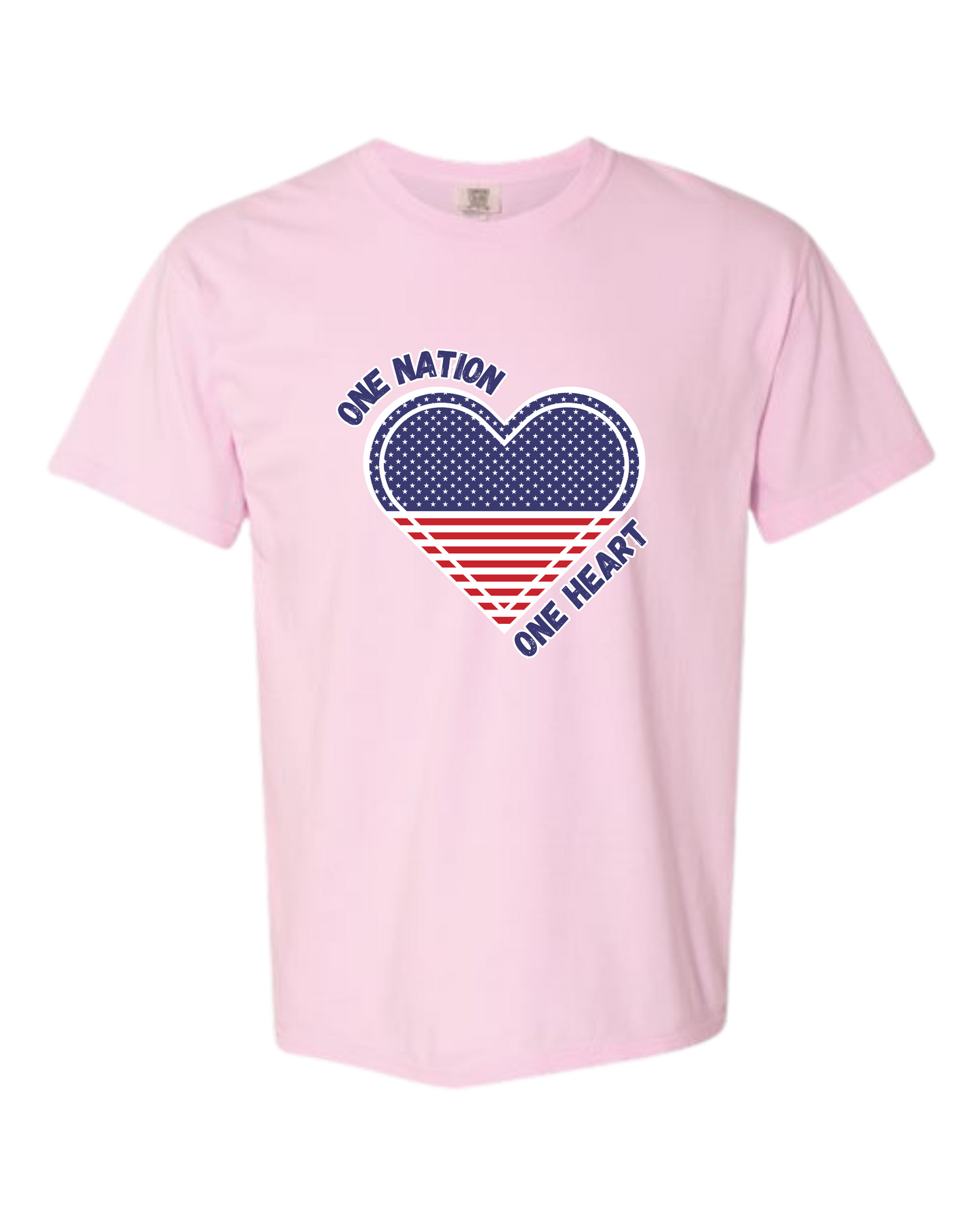 One Nation One Heart - Comfort Colors - Heavyweight Unisex Tee - Pinks & Purples