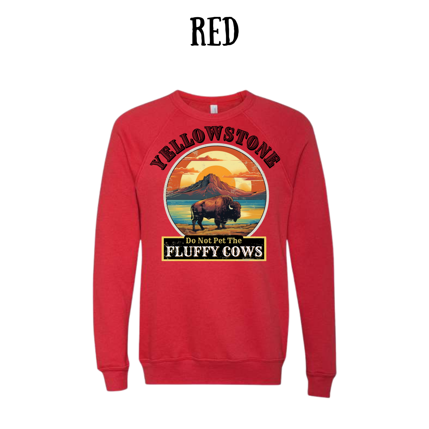CP - Yellowstone: Fluffy Cows - Sponge Fleece Raglan Sweatshirt - Assorted Colors