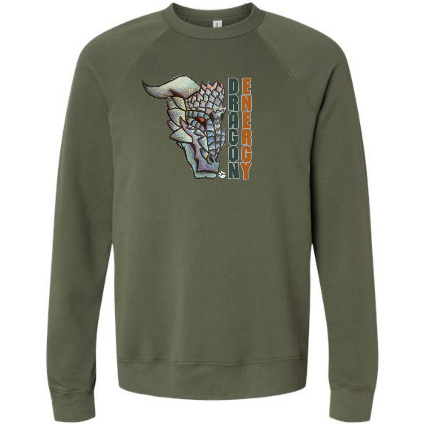 Dragon Energy - Sponge Fleece Raglan Sweatshirt - Blues, Greens, Purple, and Black