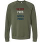 Saved. Free. Loud & Proud - Sponge Fleece Raglan Sweatshirt - Blues, Greens, Purple, and Black