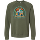 What Happens At The Campground - Sponge Fleece Raglan Sweatshirt - Blues, Greens, Purple, and Black