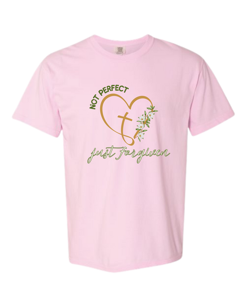 Not Perfect Just Forgiven - Comfort Colors - Heavyweight Unisex Tee - Pinks & Purples