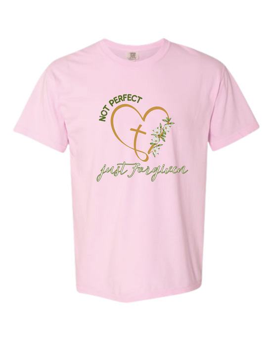 Not Perfect Just Forgiven - Comfort Colors - Heavyweight Unisex Tee - Pinks & Purples