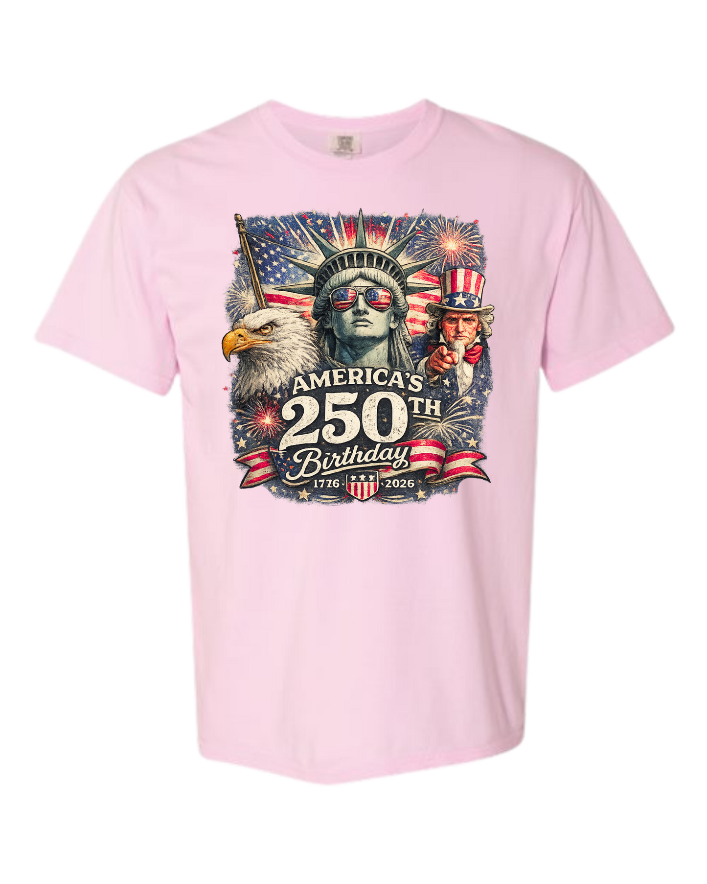 America's 250th Birthday - Comfort Colors - Heavyweight Unisex Tee - Pinks & Purples