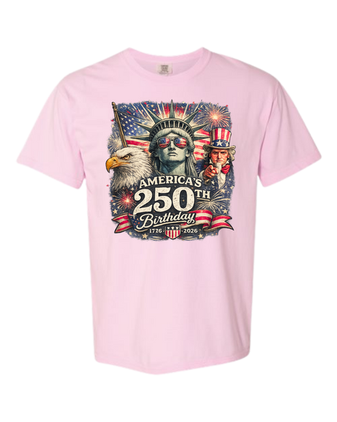 America's 250th Birthday - Comfort Colors - Heavyweight Unisex Tee - Pinks & Purples