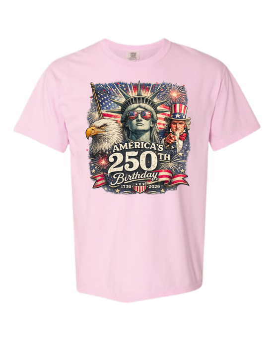 America's 250th Birthday - Comfort Colors - Heavyweight Unisex Tee - Pinks & Purples