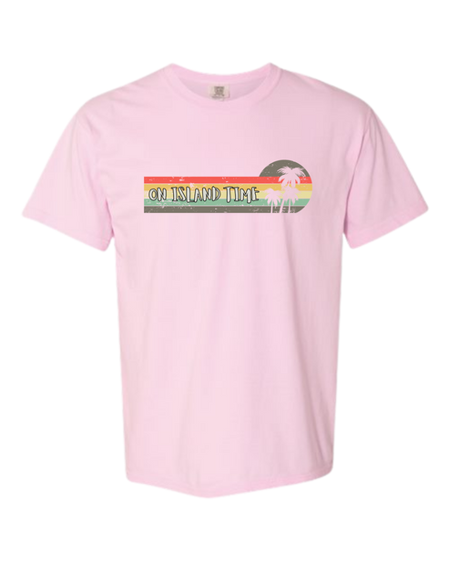 On Island Time - Comfort Colors - Heavyweight Unisex Tee - Pinks & Purples