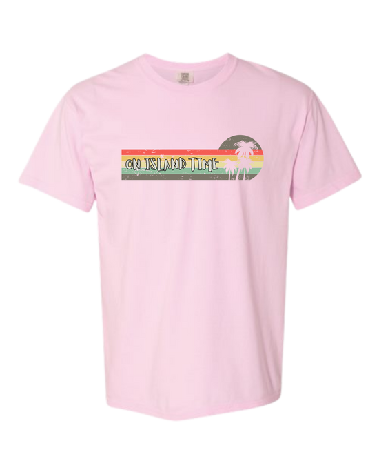 On Island Time - Comfort Colors - Heavyweight Unisex Tee - Pinks & Purples