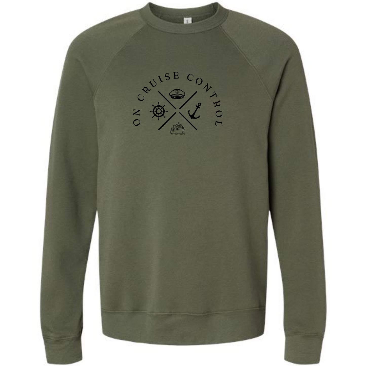 On Cruise Control - Sponge Fleece Raglan Sweatshirt - Blues, Greens, Purple, and Black