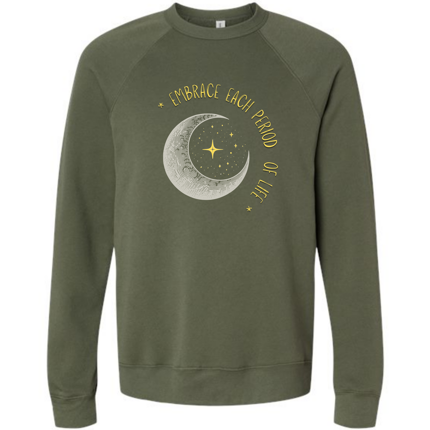 Embrace Each Period of Life - Sponge Fleece Raglan Sweatshirt - Blues, Greens, Purple, and Black