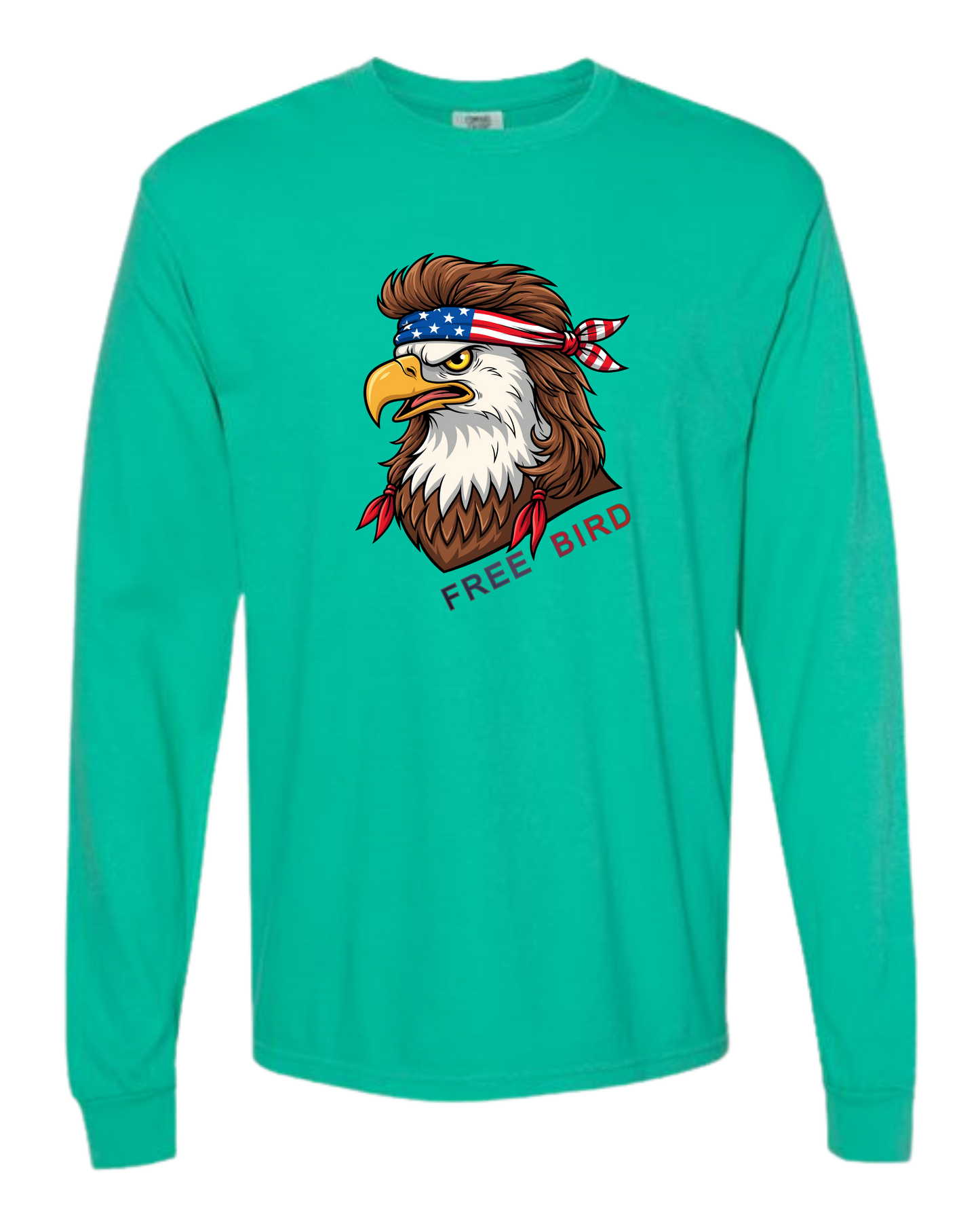 Rockin Free Bird - Comfort Colors - Heavyweight Long Sleeve Tee - Blues & Greens