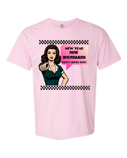 New Year New Boundaries - Comfort Colors - Heavyweight Unisex Tee - Pinks, Purples