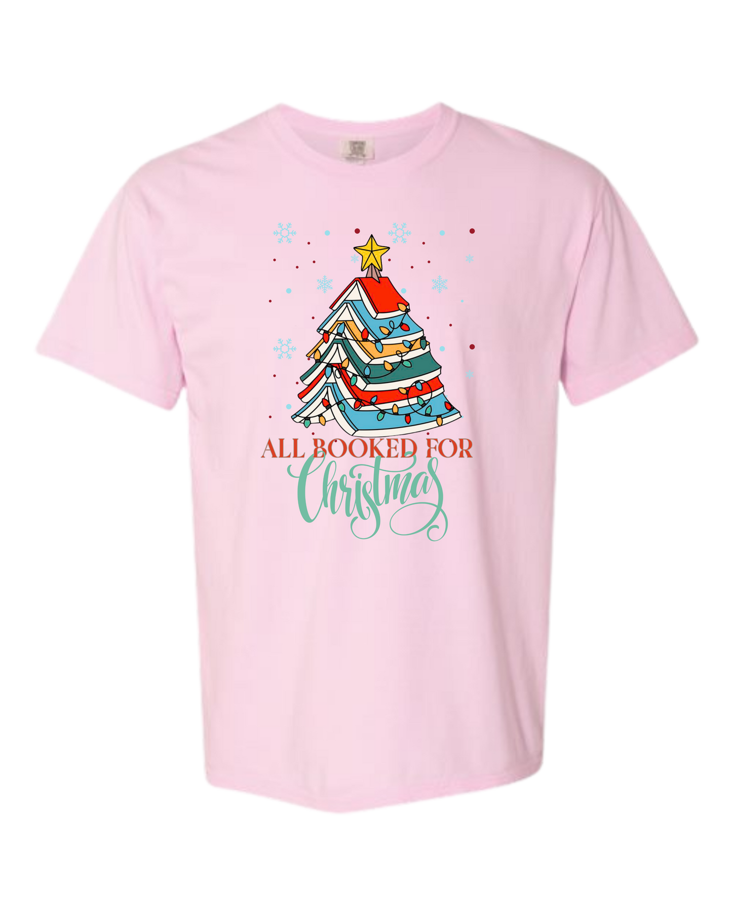 All Booked For Christmas - Comfort Colors - Heavyweight Unisex Tee - Pinks, Purples